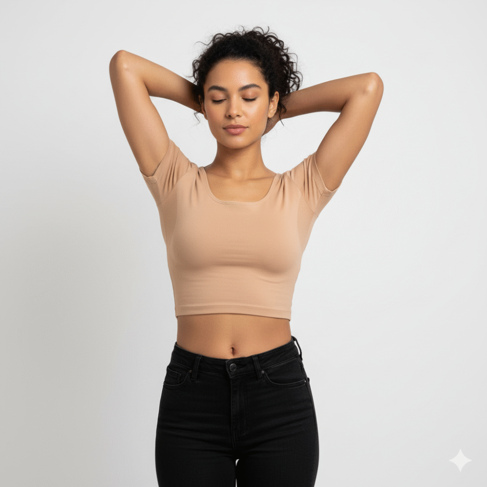 Anti-Odor Sweat-Proof Modal Crop Tee- Beige