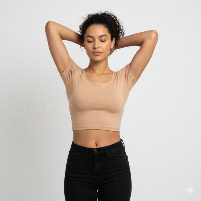 Anti-Odor Sweat-Proof Modal Crop Tee- Beige
