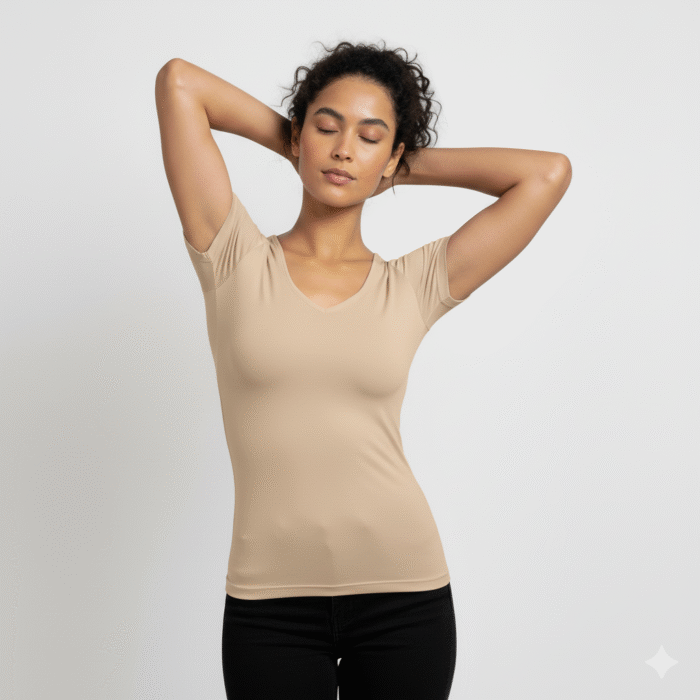 Anti-Odor Sweat-Proof Modal Undershirt- Scoop Neck (Beige)