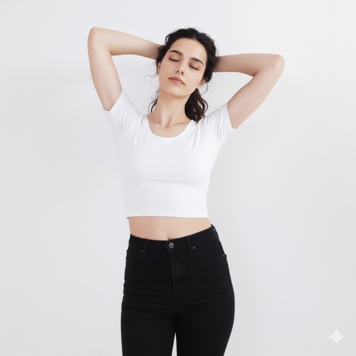 Anti-Odor Sweat-Proof Modal Crop Tee-White