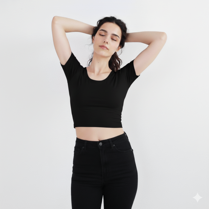 Anti-Odor Sweat-Proof Modal Crop Tee- Black