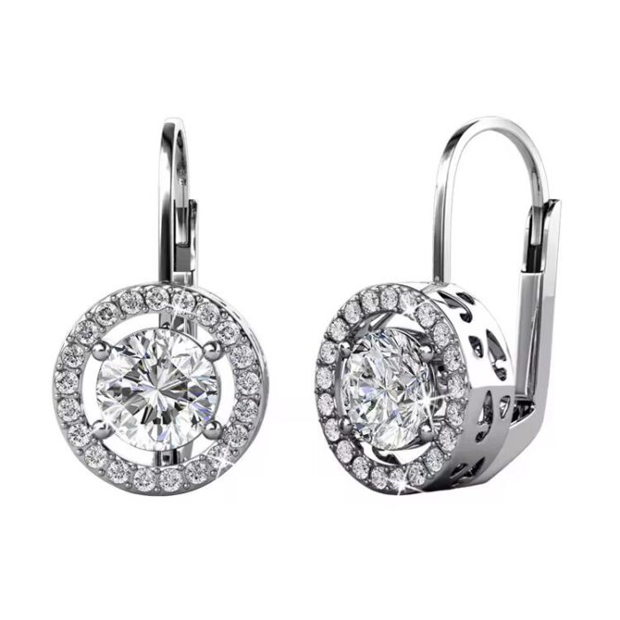 Circle Glow – Linked Crystal Hoop Earrings in 18K Gold Plated Brass