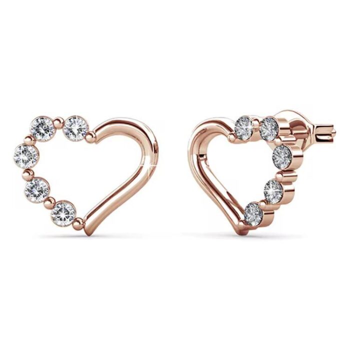 Forever Heart – Crystal Stud Earrings in 18K Gold Plated Brass