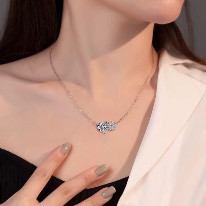 Sun Star – Zirconia Heart Pendant Necklace in 925 Sterling Silver